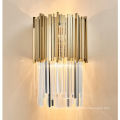 Hotel Project Modern Luxury Style Brass Base Crystal Wall Lamp Light for Bedroom Living Room